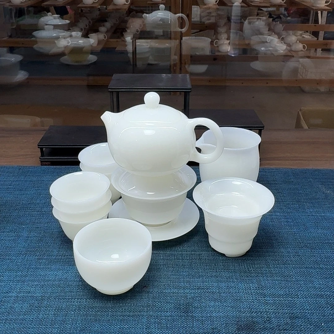 璞玉冰种玉瓷茶具