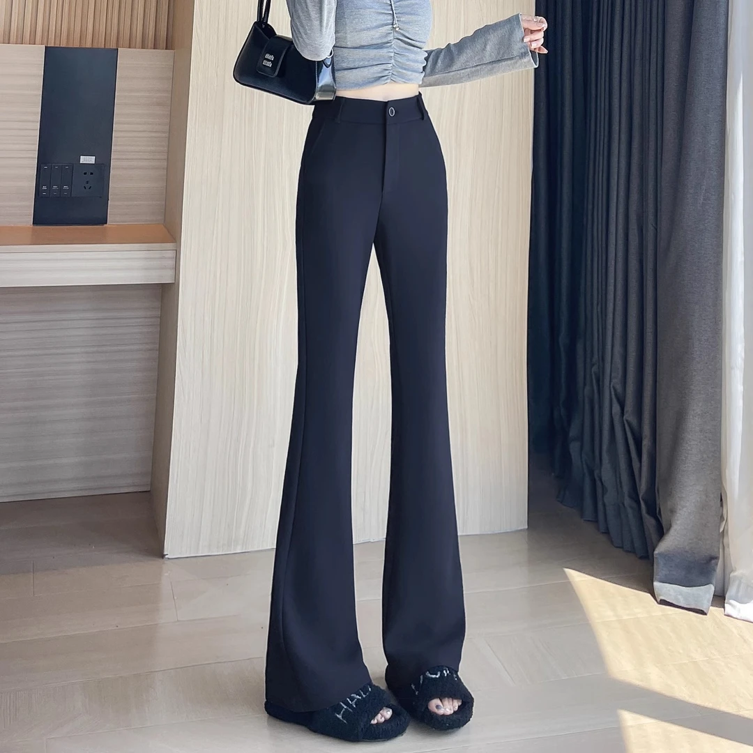 西装喇叭裤女高腰春秋2025新款修身微喇裤显瘦小个子垂坠感马蹄裤