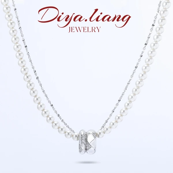 坠链均925银 梁雅帝新品【蛇纹祥瑞双环】叠戴时尚气质纯银项链