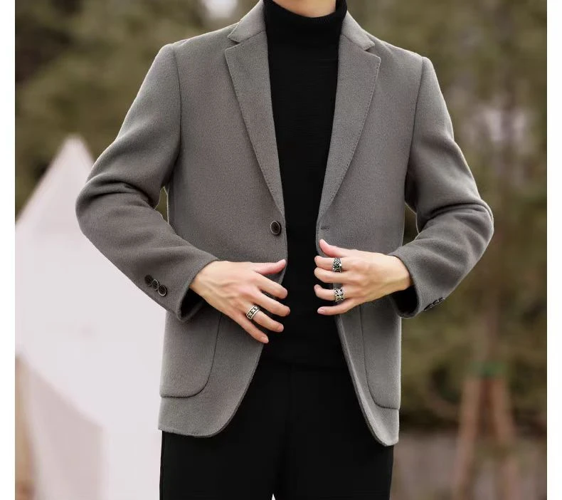 春秋新款男士双面羊毛大衣