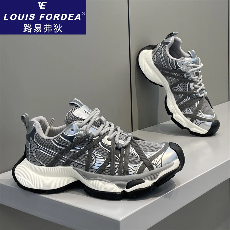 Louis Fordea/路易弗狄干净感痞帅男鞋男士运动休闲鞋增高老爹鞋