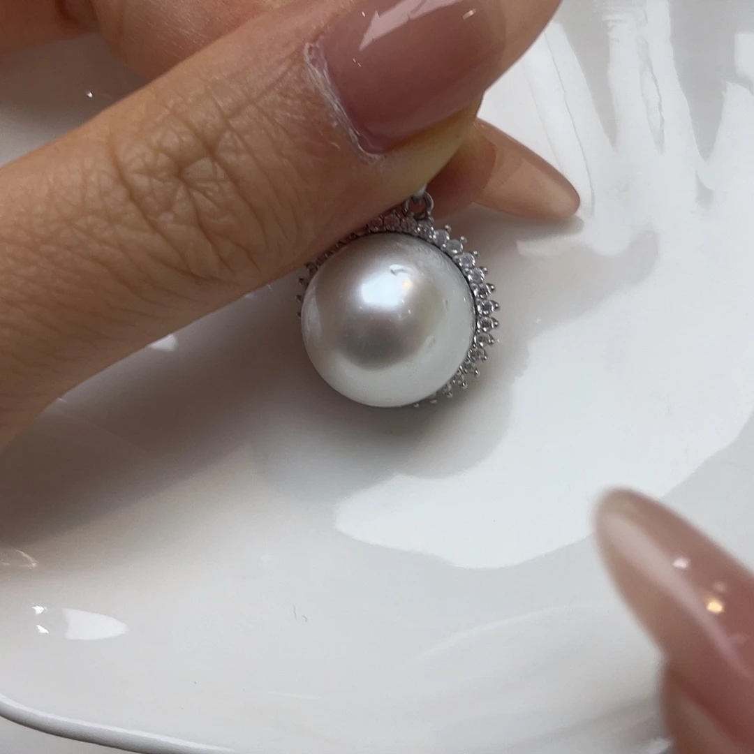 吊坠(不含链)海水珍珠银S925镶嵌