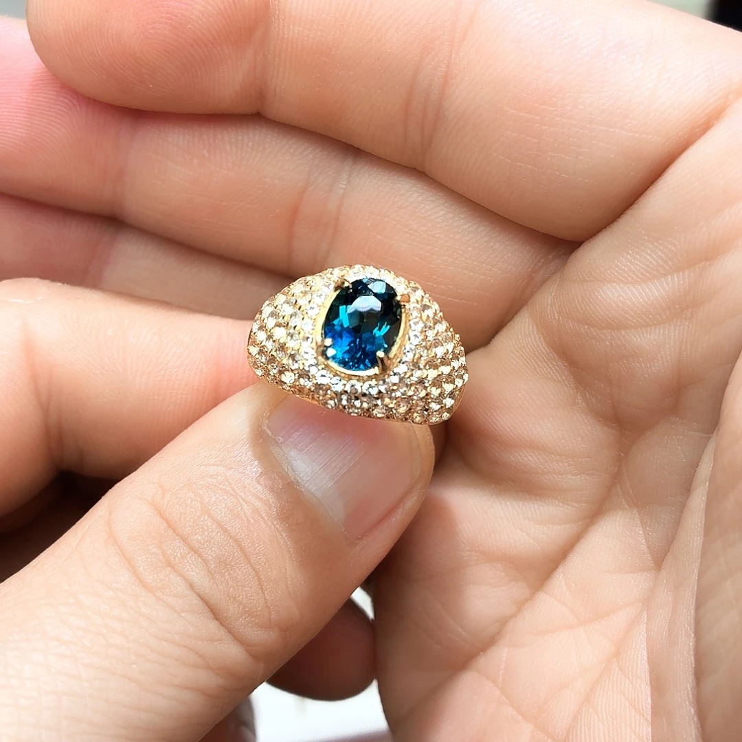 托帕石戒指银S925镶嵌