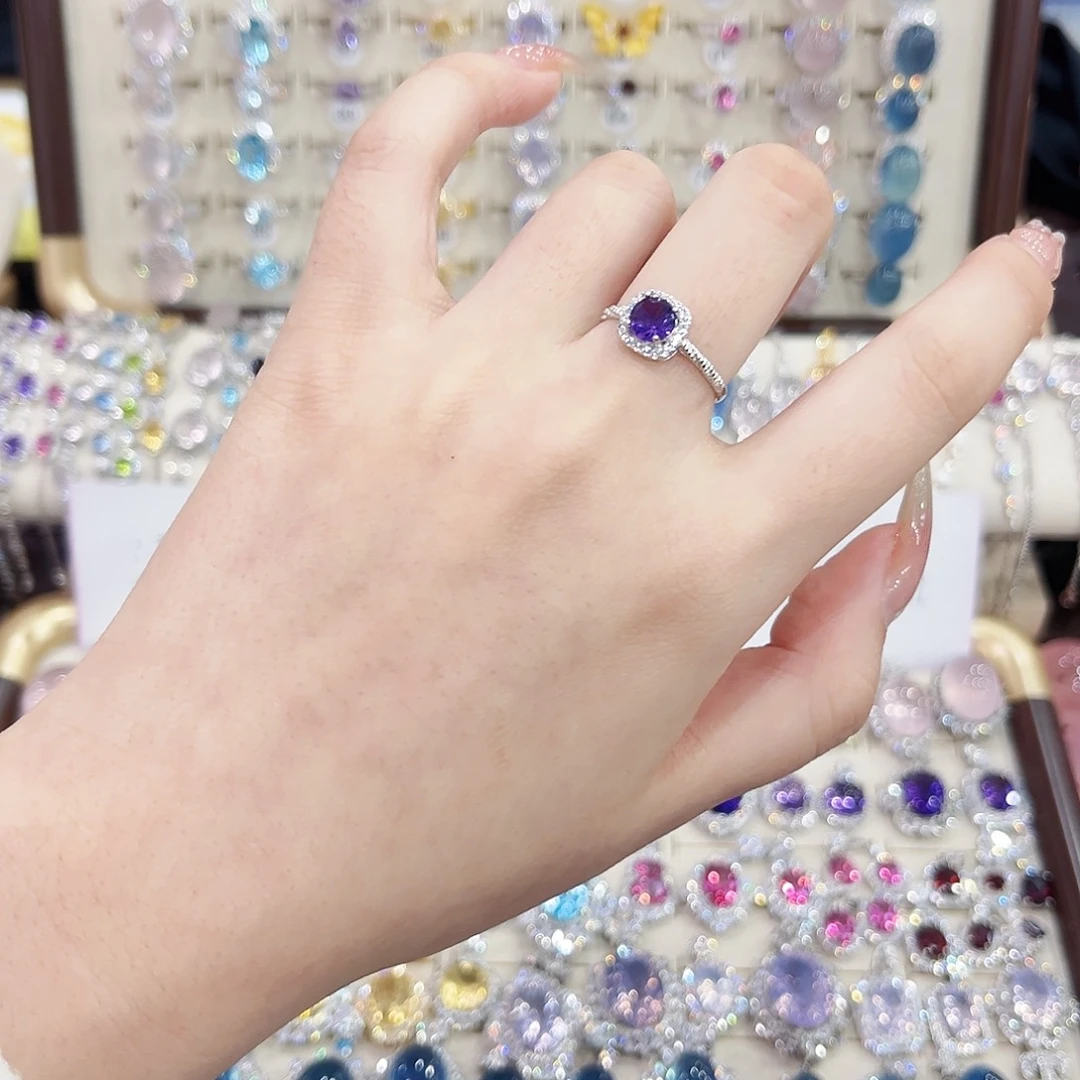 烟晶银S925镶嵌戒指