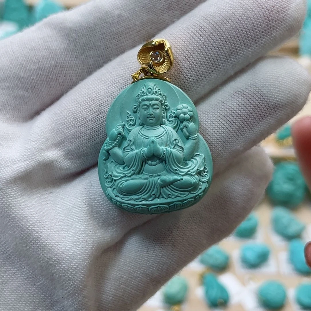 绿松石珠宝奇石18K金镶嵌