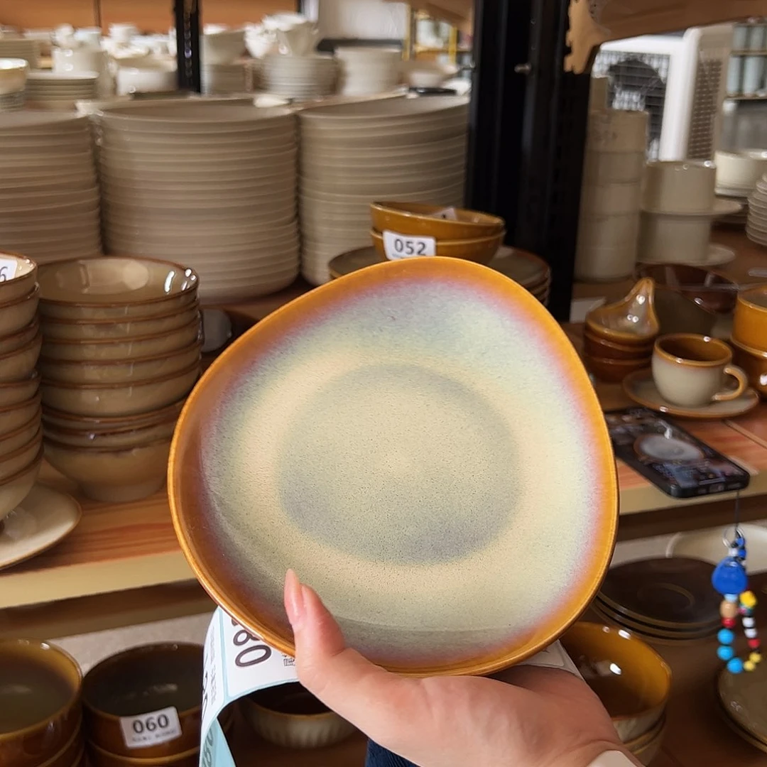 新骨瓷080微瑕曼谷棕9寸水滴平盘