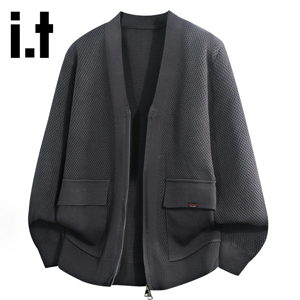 it:CHOCOOLATE针织开衫外套男秋冬季潮牌时尚保暖宽松休闲毛衣