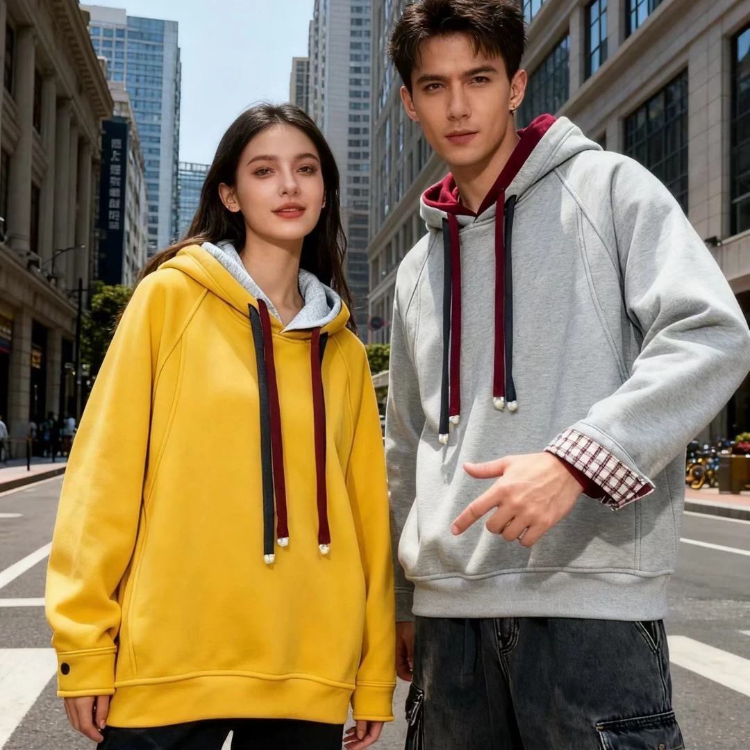 套头款百搭加绒卫衣休闲冬季连帽情侣保暖长袖加厚百搭秋冬上衣