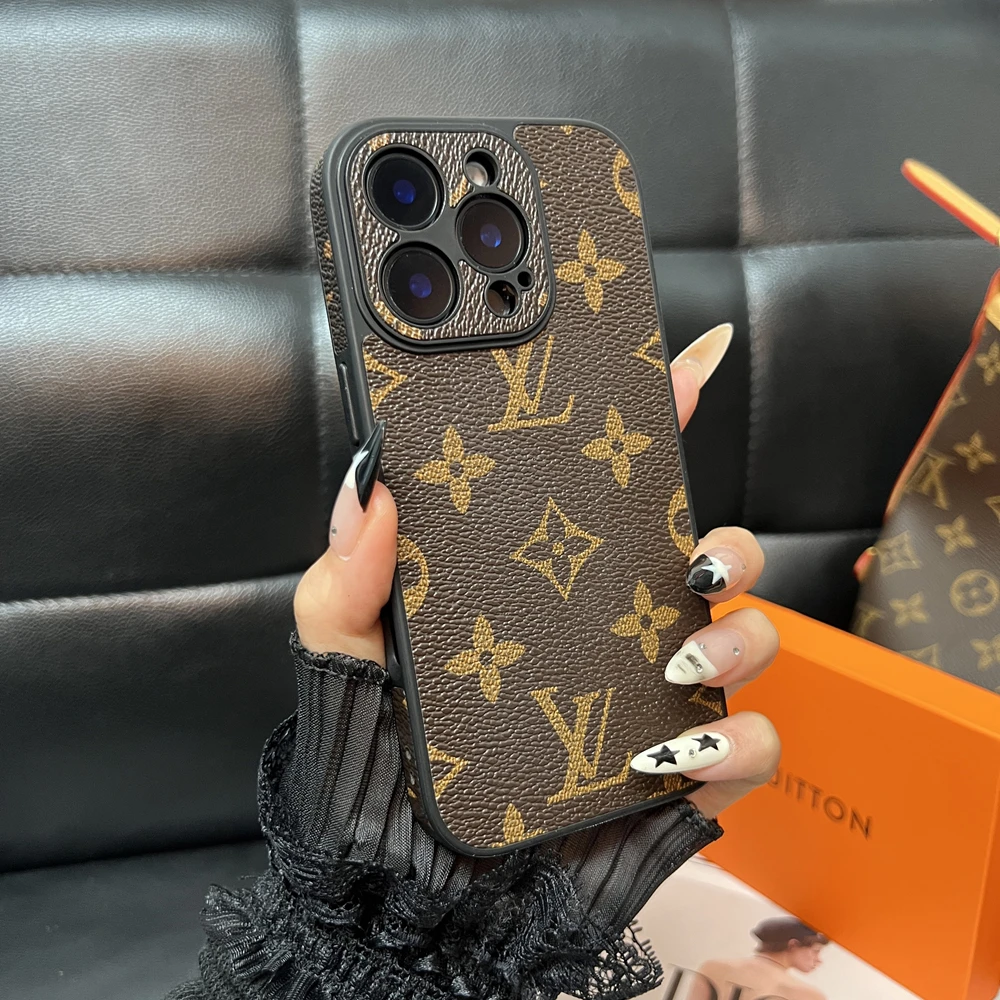 苹果16手机壳皮质老花15promax镜头可拆卸14轻奢13高档12网红潮牌