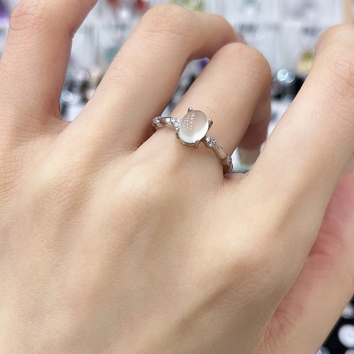 岫玉银S925镶嵌戒指