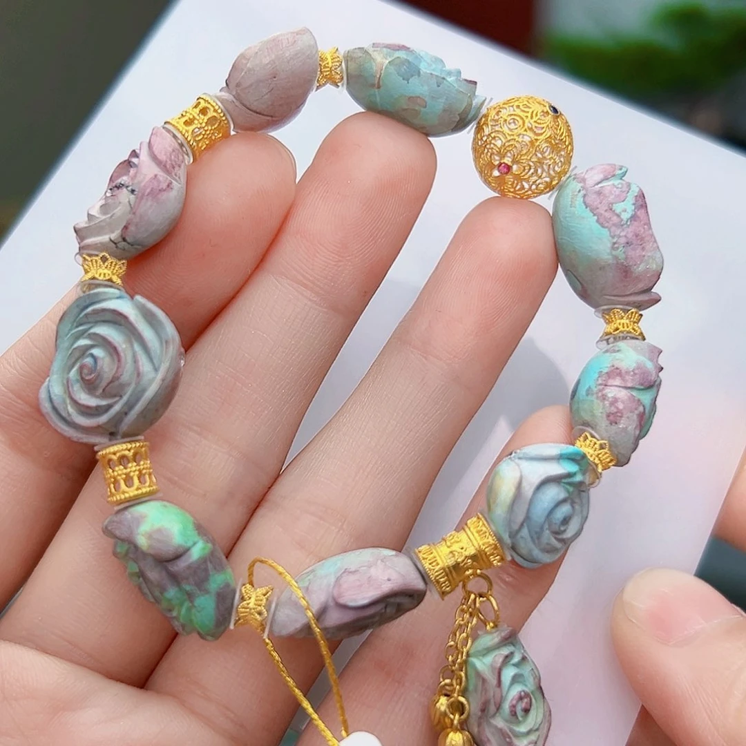 绿松石珠宝奇石18K金镶嵌