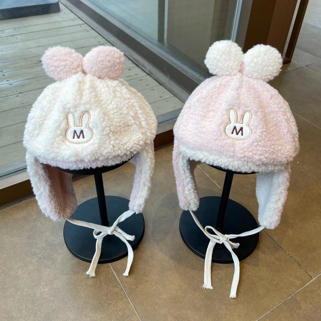 婴儿帽子秋冬季宝宝护耳帽可爱小兔儿童雷锋帽女童毛绒加厚保暖帽