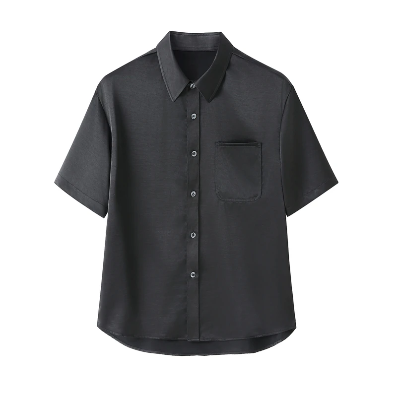 【100桑蚕丝】顶奢真丝桑蚕丝缎面中式国风夏季轻薄透气休闲衬衣