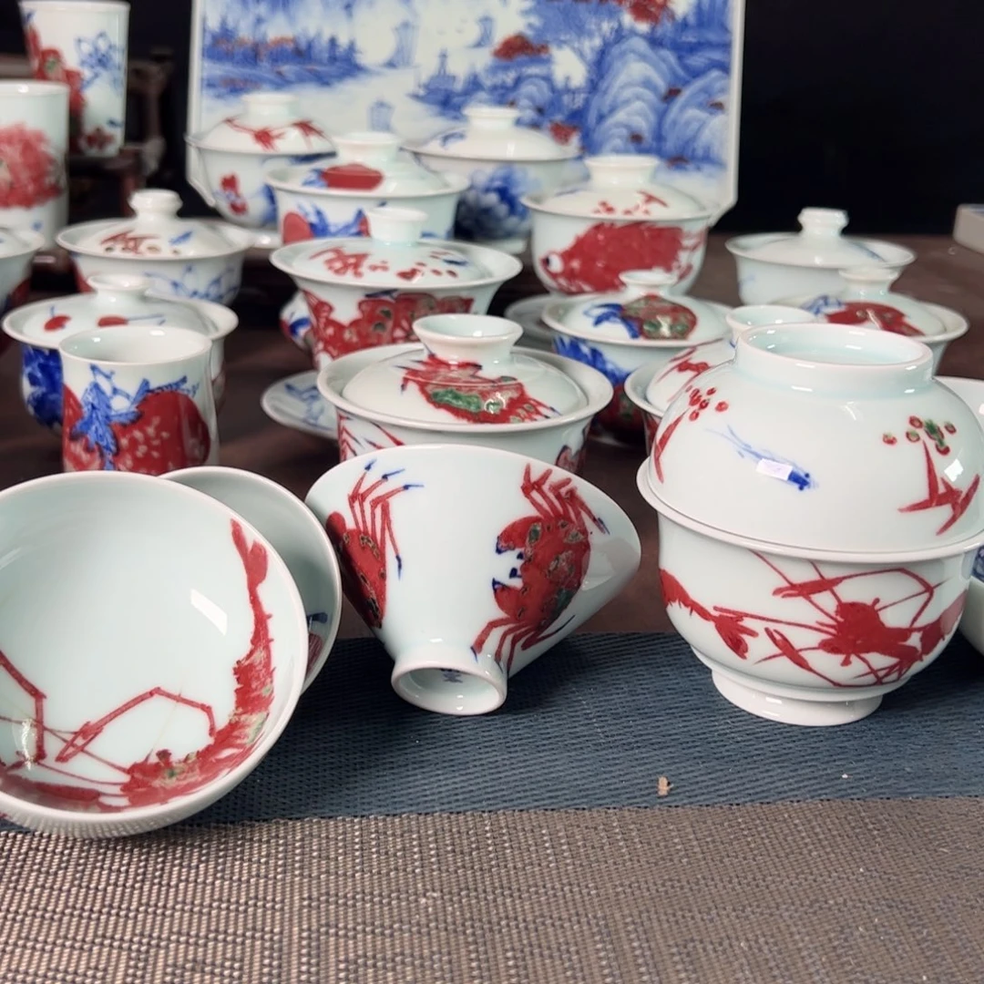 杯原矿青花釉里红陶瓷