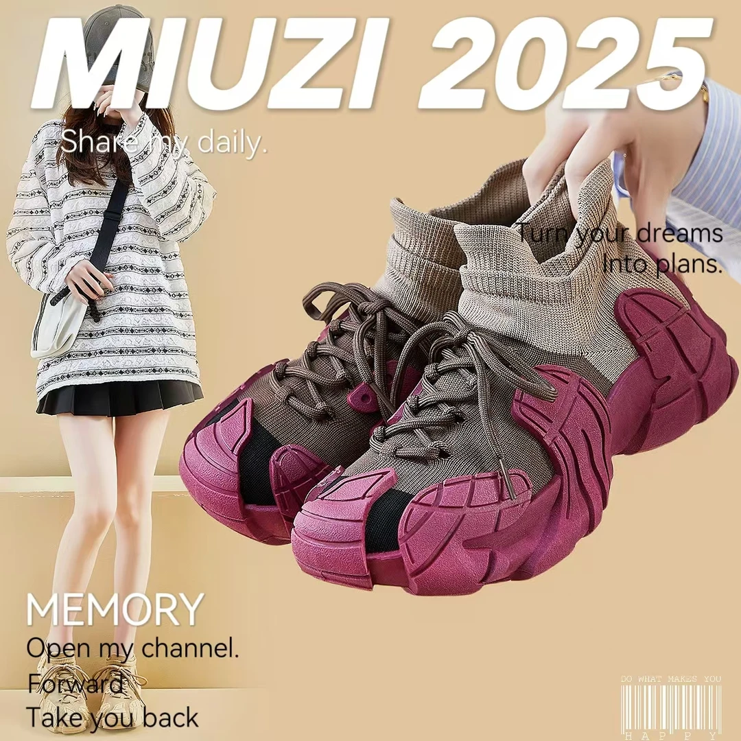 【外贸原单】日系夏季新款飞织鞋 运动鞋透气增高气垫减震跑步鞋