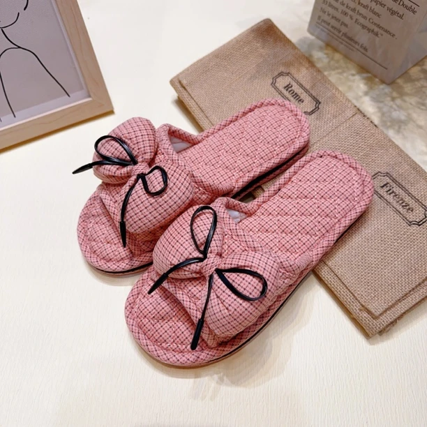 秋冬季节棉布拖鞋布底牛筋底防滑静音拖鞋