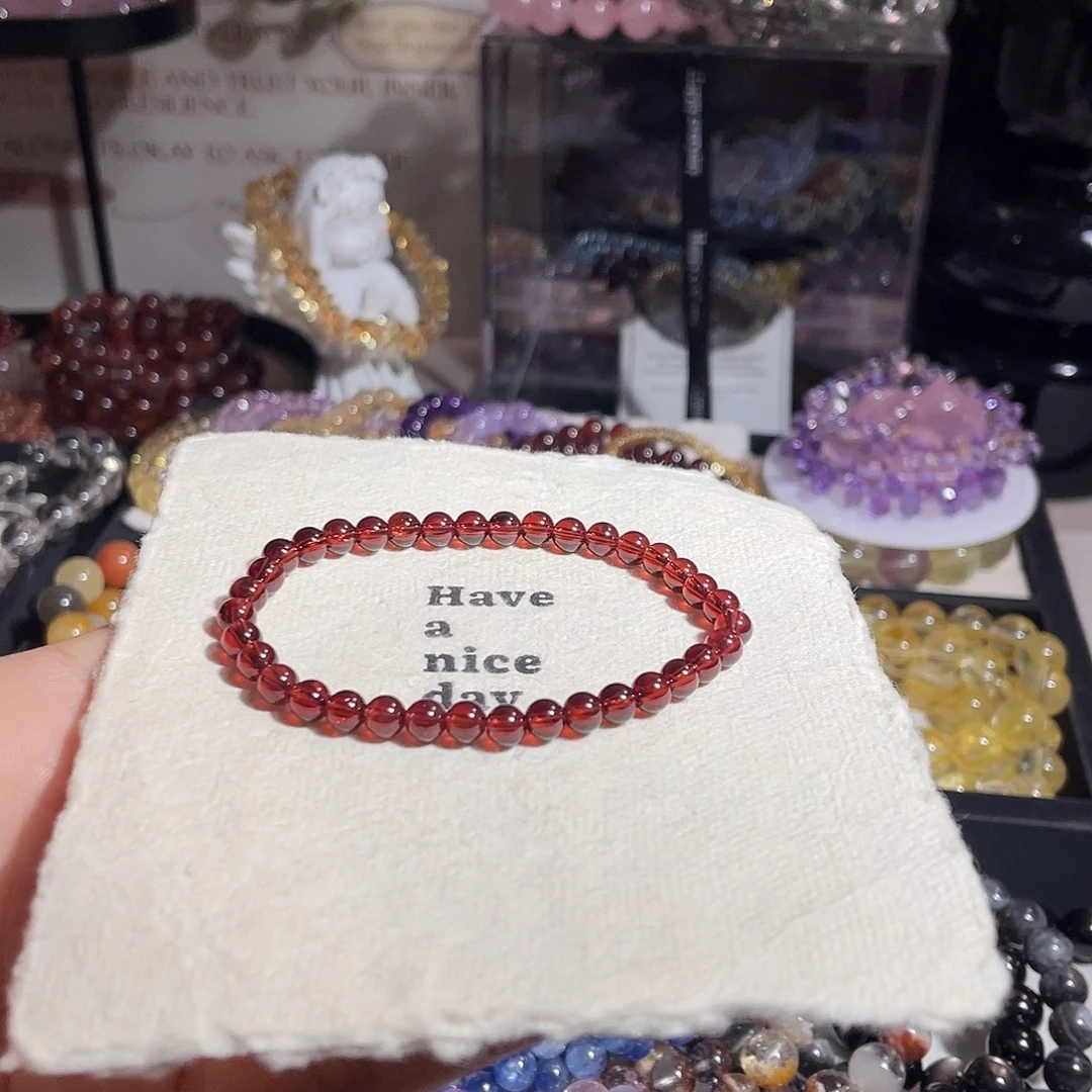 手串水晶未镶嵌香槟粉石榴石