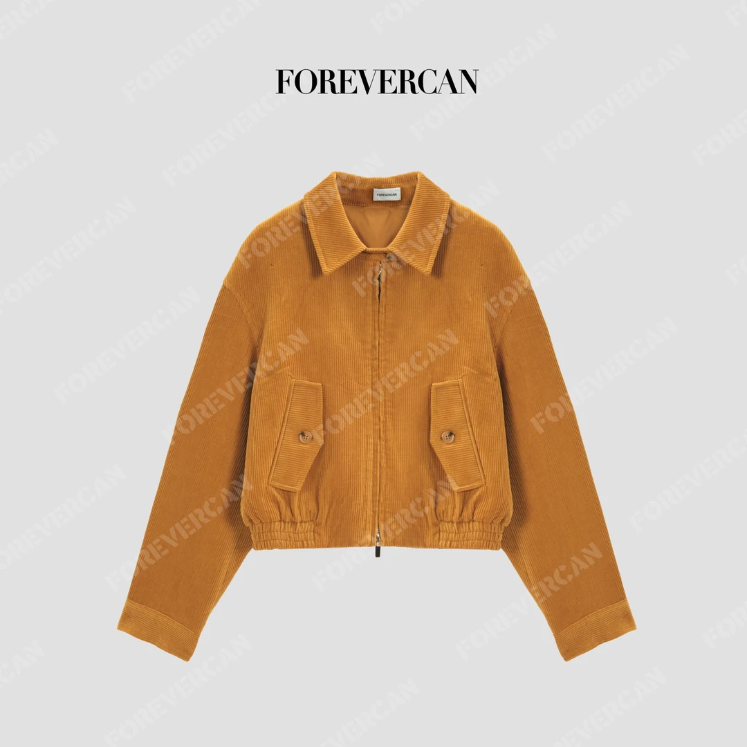 FOREVERCAN“维港日落”复古灯芯绒短款飞行员夹克外套WC23796
