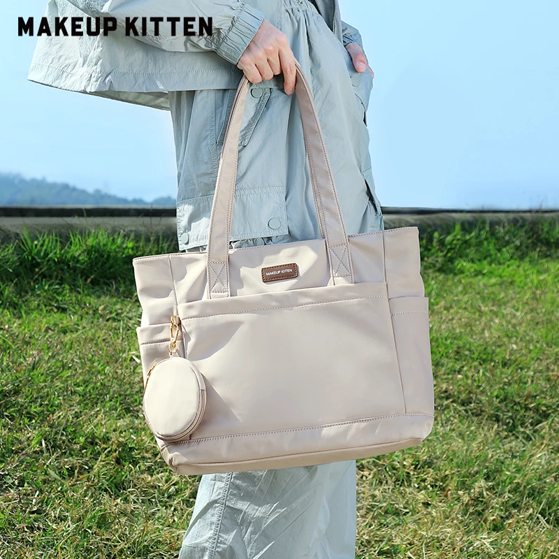 MAKEUP KITTEN2025新款简约帆布托特包大容量女包百搭气质女包