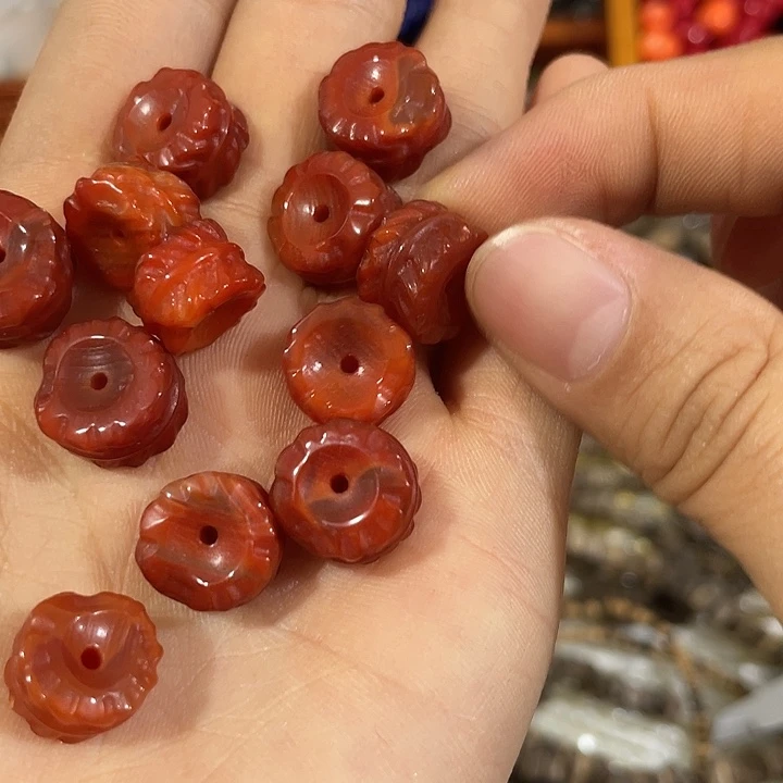 合金玛瑙/玉髓珠宝半成品一颗凤羽车轮