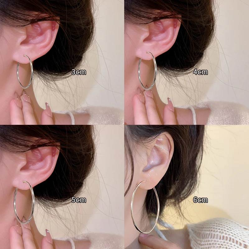 铜合金耳饰 百搭圆形耳圈大耳环女2025新款耳夹高级感素圈耳圈ins