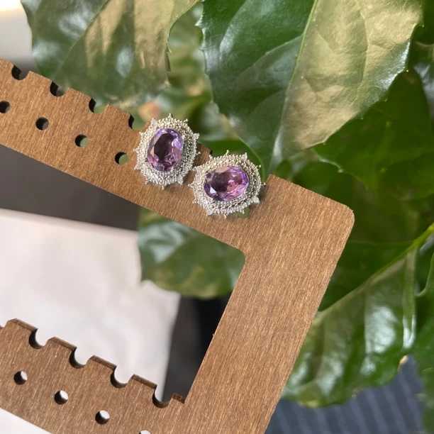 【紫水晶耳钉1号】紫水晶耳钉/多样性发其一