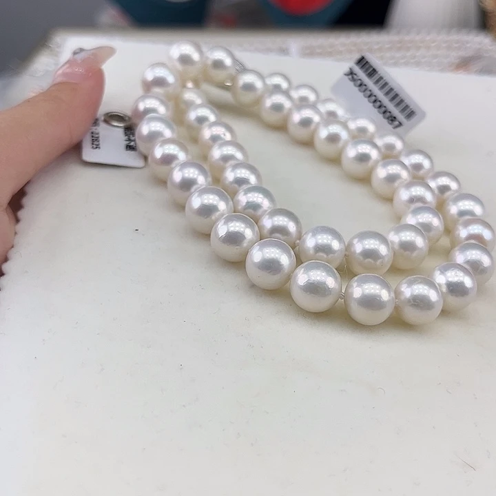 淡水珍珠银S925镶嵌颈饰10-11极光高品50长