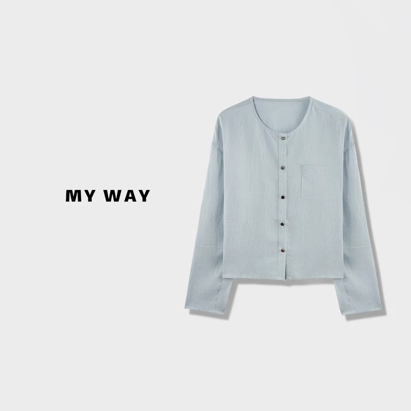 (一眼万年)87822秋装新款长袖亚麻上衣女A2