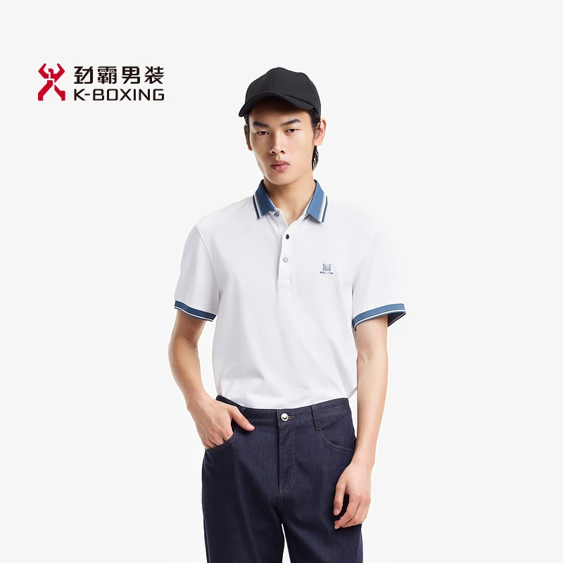 劲霸男装春夏翻领桑蚕丝高端短袖polo衫┃BTBE2561