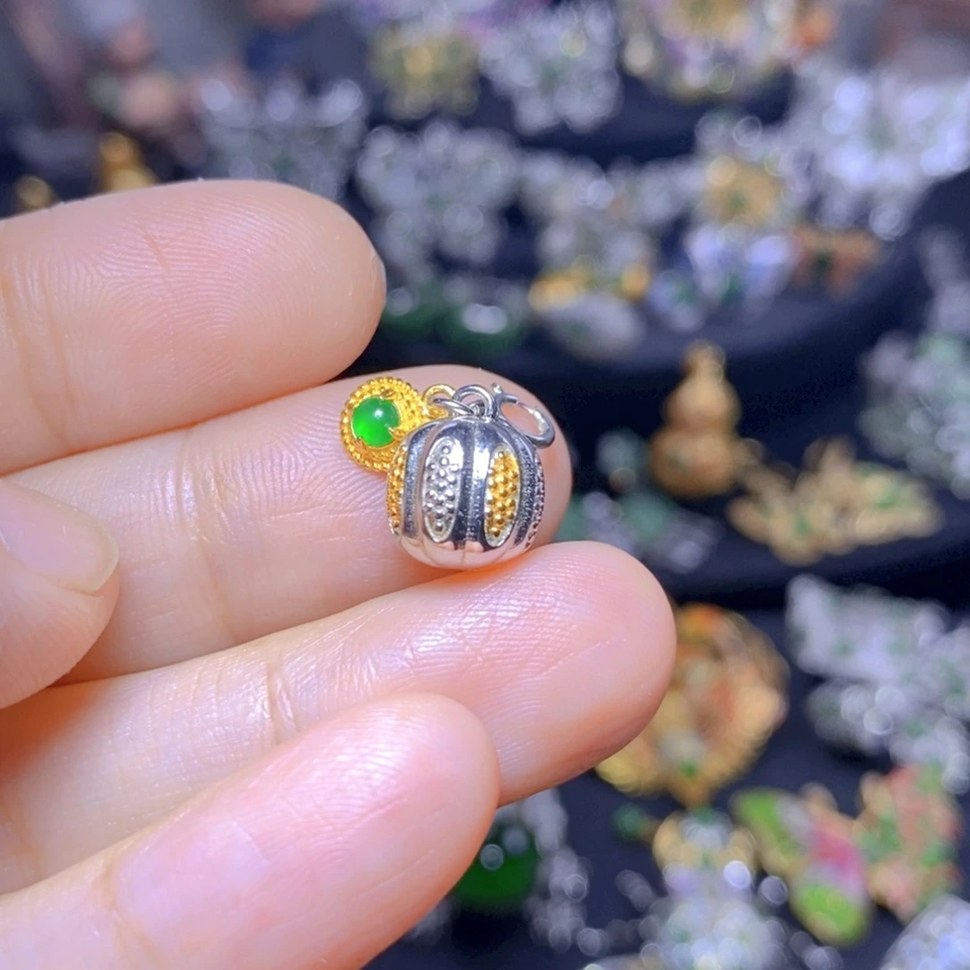 翡翠银S925镶嵌吊坠(不含链)天然翡翠