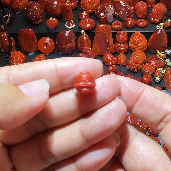 南红玛瑙未镶嵌配饰瓦西南红精工财神10mm