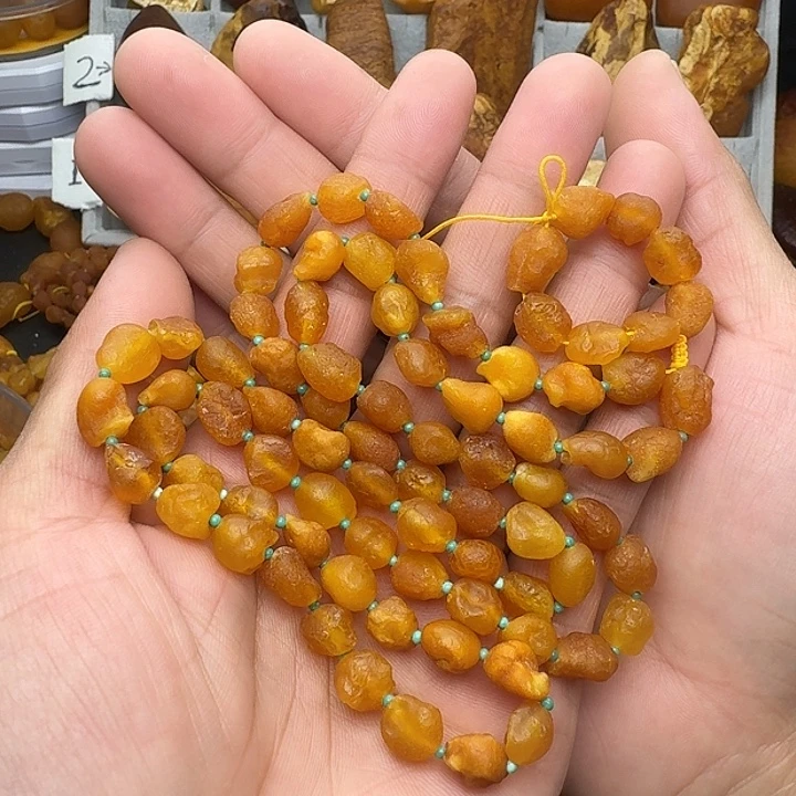 蜜蜡未镶嵌裸石天然蜜蜡项链