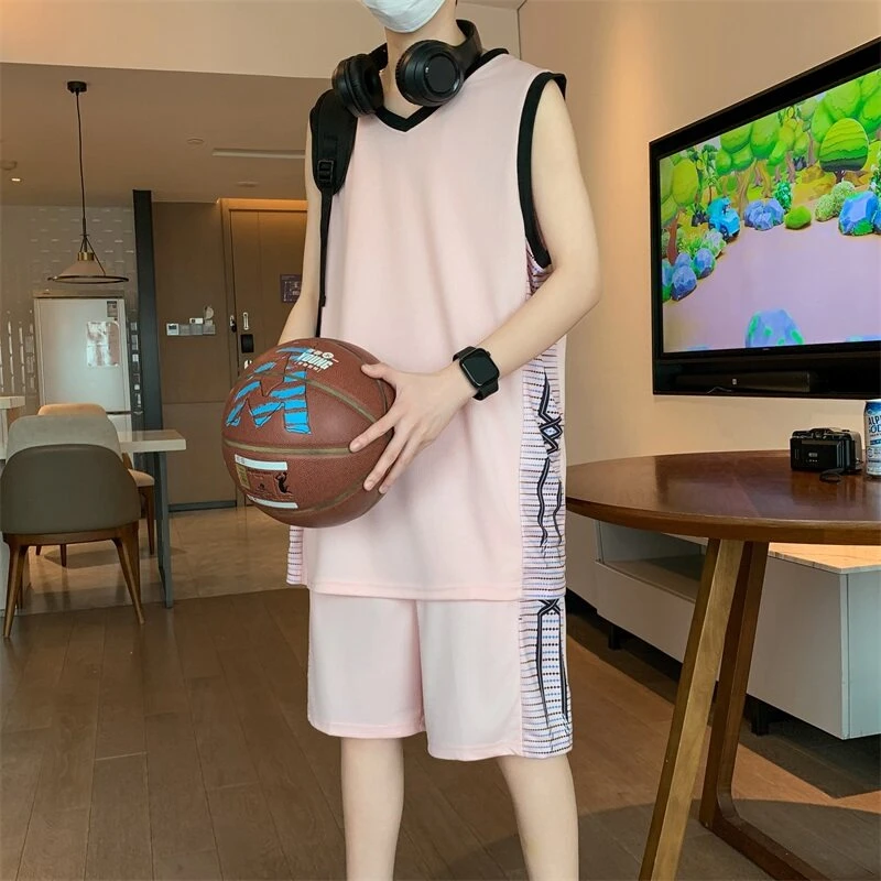 夏季潮流运动套装男篮球服背心短裤学生比赛训练队服冰丝速干球衣