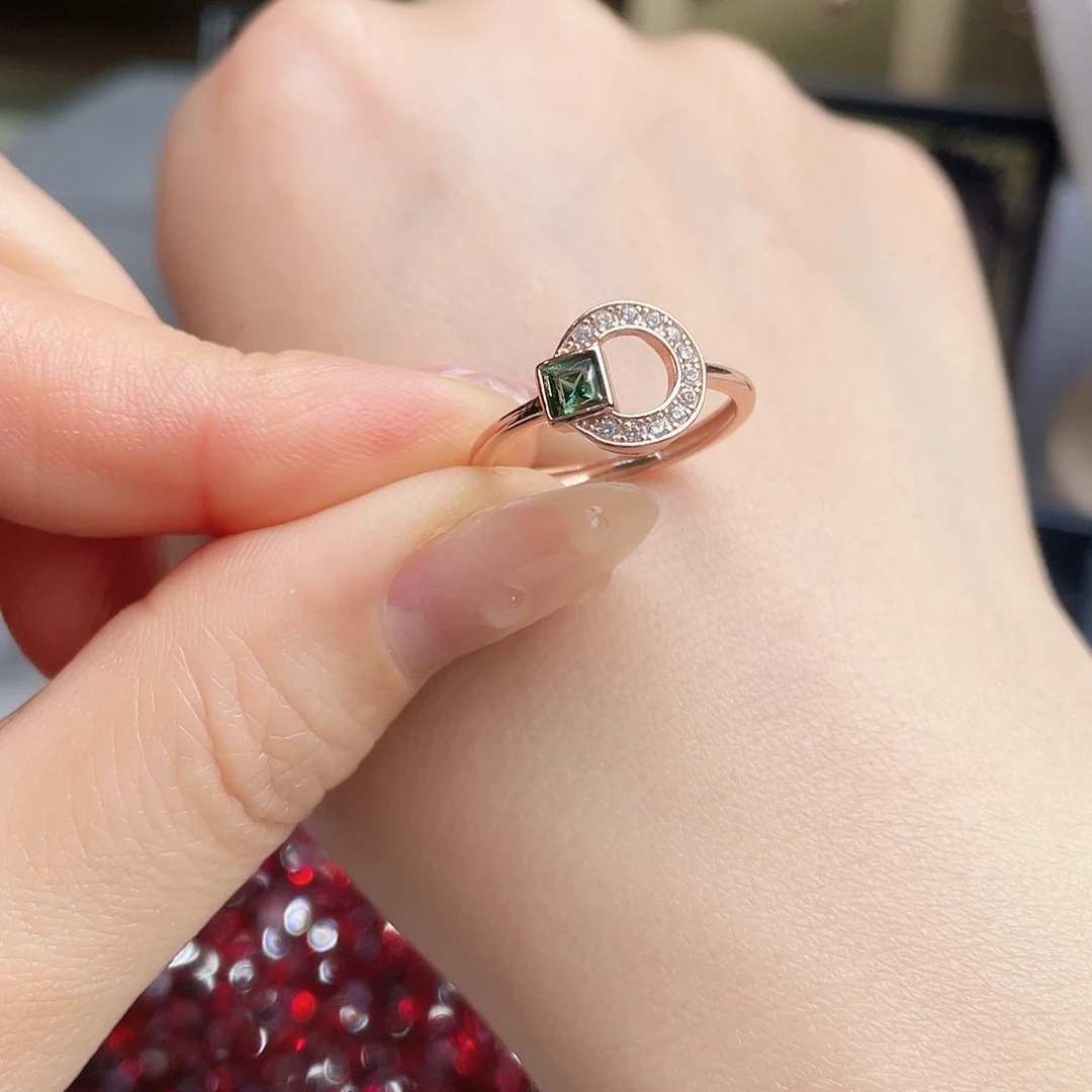 银S925镶嵌戒指碧玺戒指