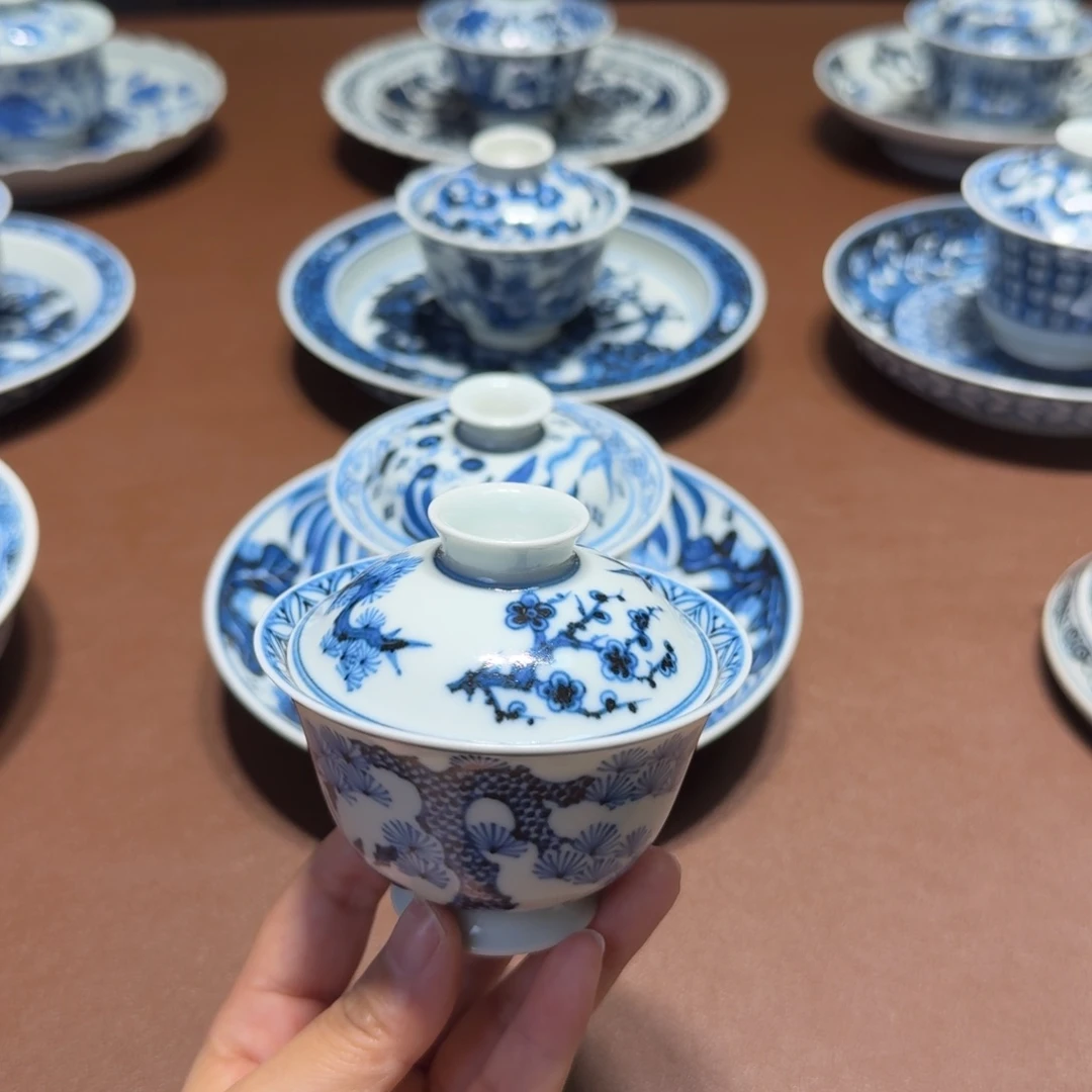 手工手绘茶具微瑕盖碗