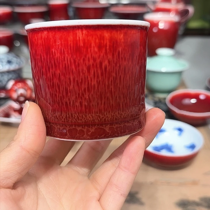 景德镇陶瓷红马坊直筒杯