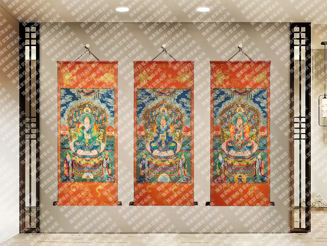 {三清升级版}60x140cm国风卷轴描金装饰画