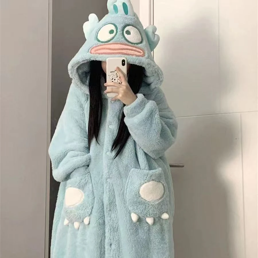 2025小丑鱼套装秋冬厚款成人冬季睡衣家居服套装冬款睡袍长款毛绒
