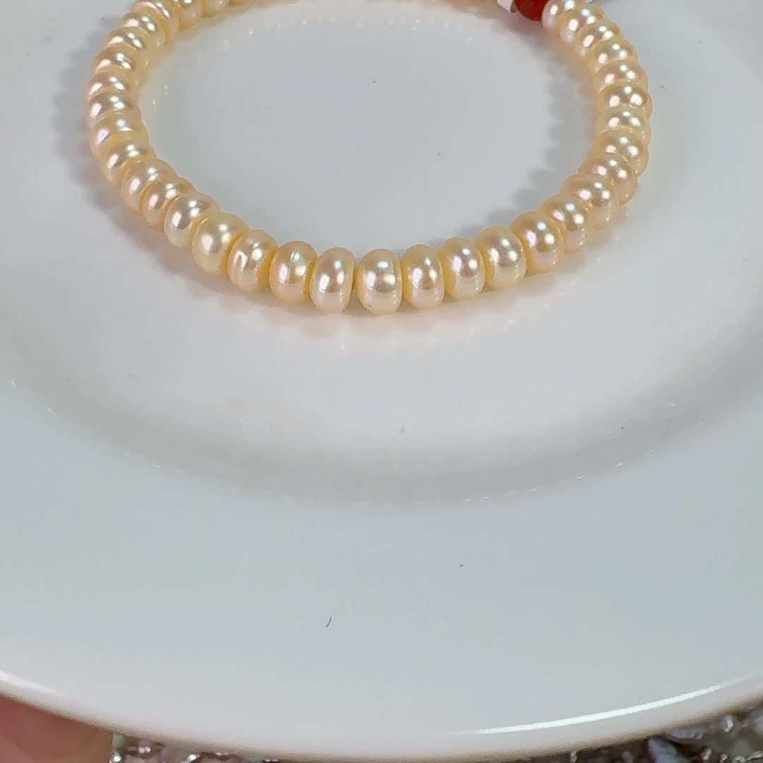 手镯银S925镶嵌淡水珍珠