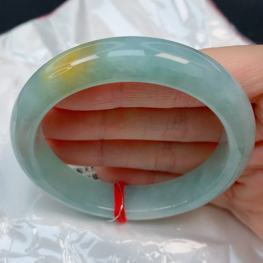 未镶嵌手镯翡翠55.8正圈，蓝加黄，沙眼，01