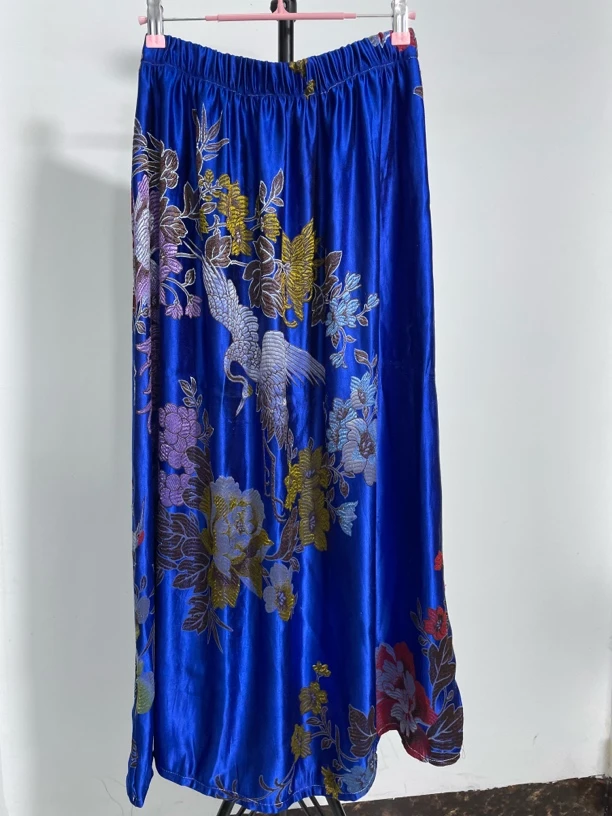 老软缎百分百真丝长裙多彩半身长裙真丝长袖上衣柔软舒适