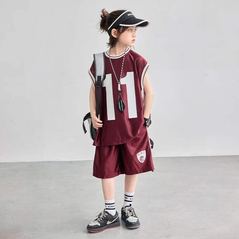 儿童装中大童夏装速干套装2025新款酷帅男孩夏季篮球服运动夏款潮
