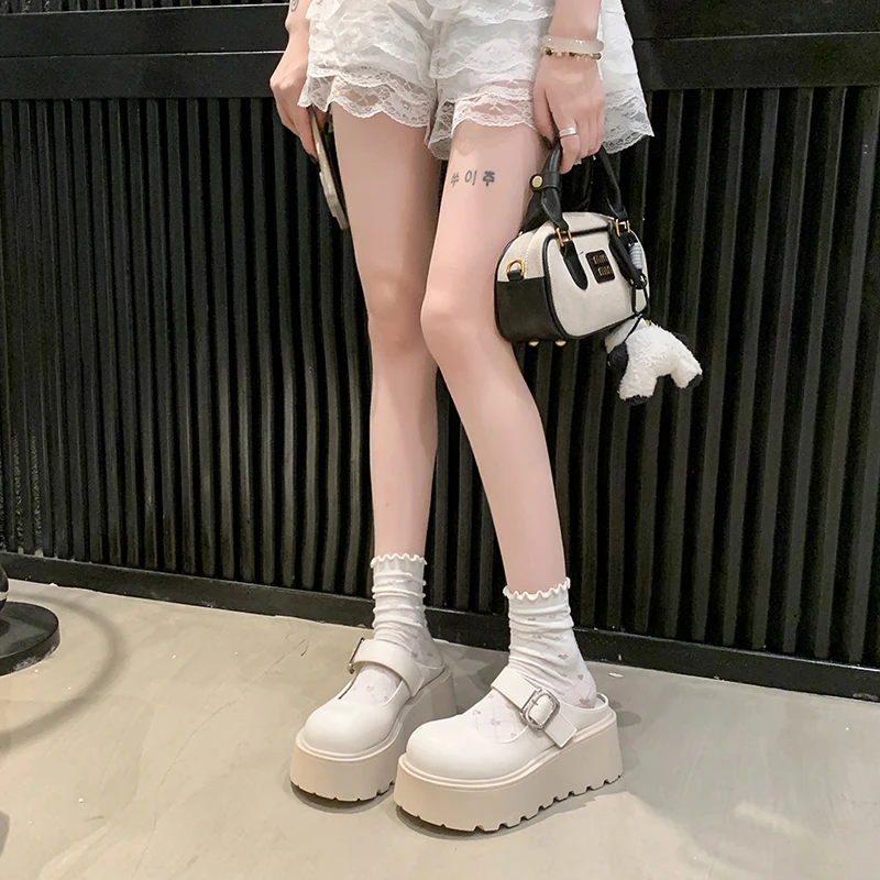 百搭皮带扣高跟休闲风日常包头拖英伦风时尚秋季厚底圆头韩版韩版