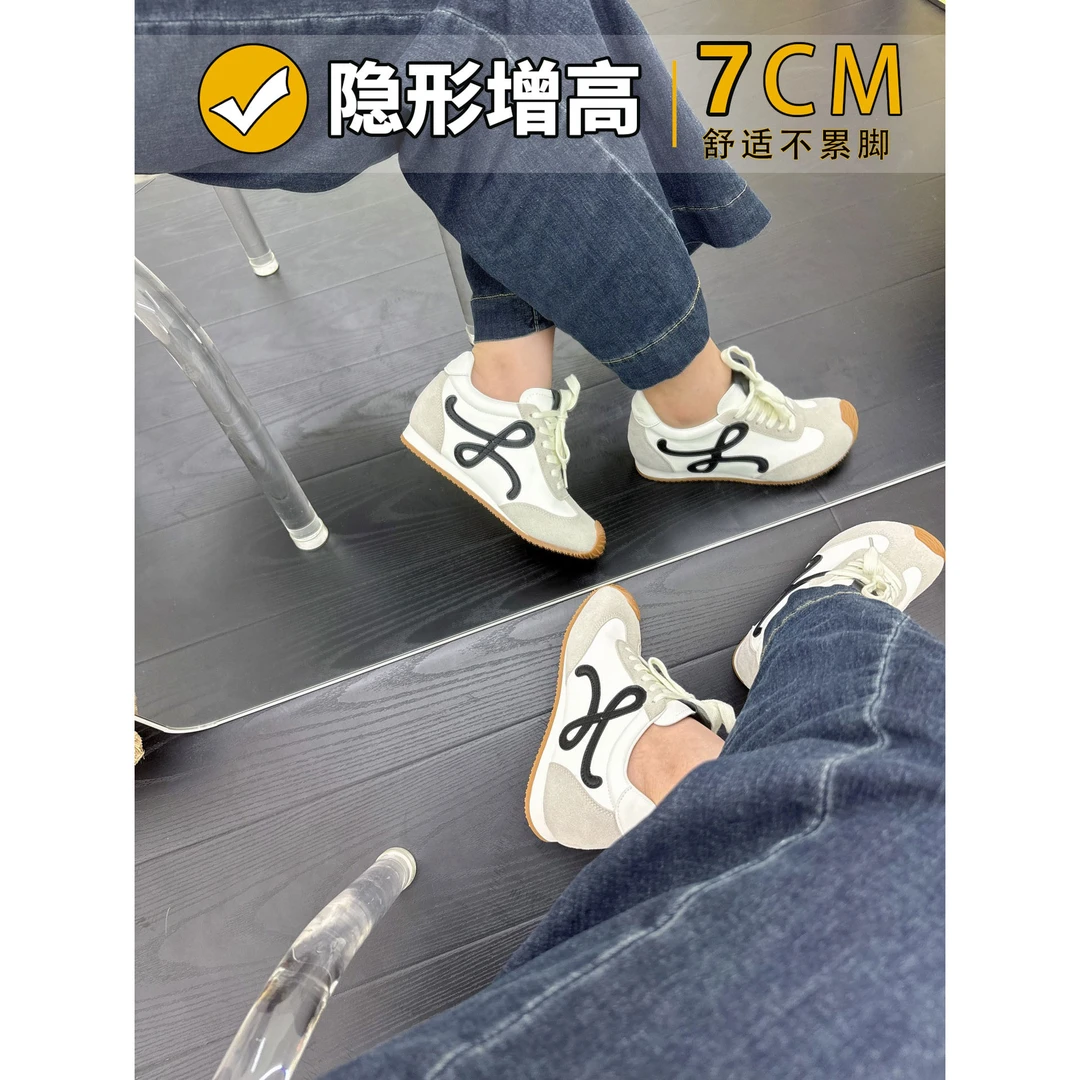 2025秋季新款厚底7CM内增高休闲鞋女小个子轻便鞋拼色阿甘德训鞋
