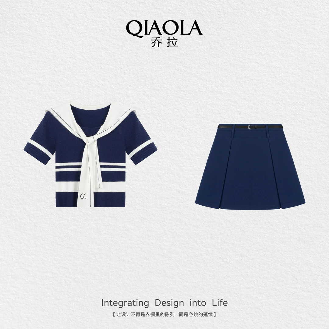 QIAOLA/乔拉【水手海湾】夏新款透气简约设计时尚洋气百搭套装预售