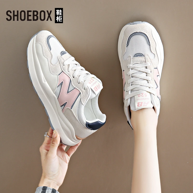 SHOEBOX鞋柜厚底运动鞋女款春季2025新款软底跑步鞋子休闲女鞋