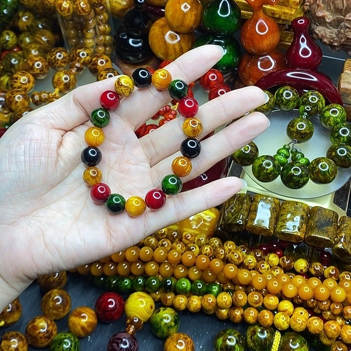 松木琥珀木文玩手串