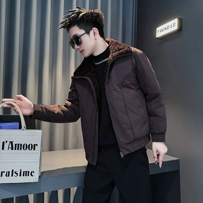 痞帅翻领男士外套棉服男款棉袄冬季棉衣休闲男装衣服冬天潮牌外衣