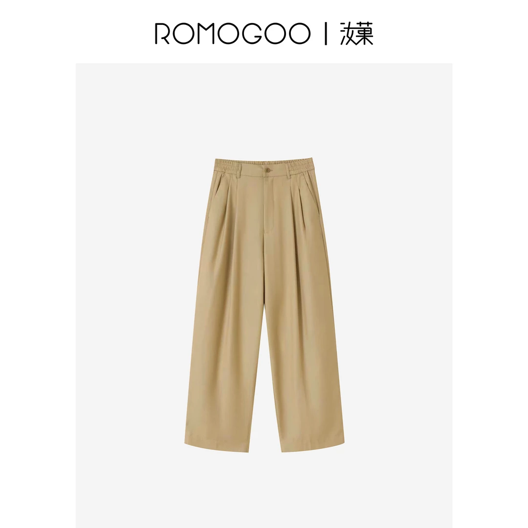 ROMOGOO汝菓【星线好物】商务休闲打褶九分气质通勤哈伦裤RG701110
