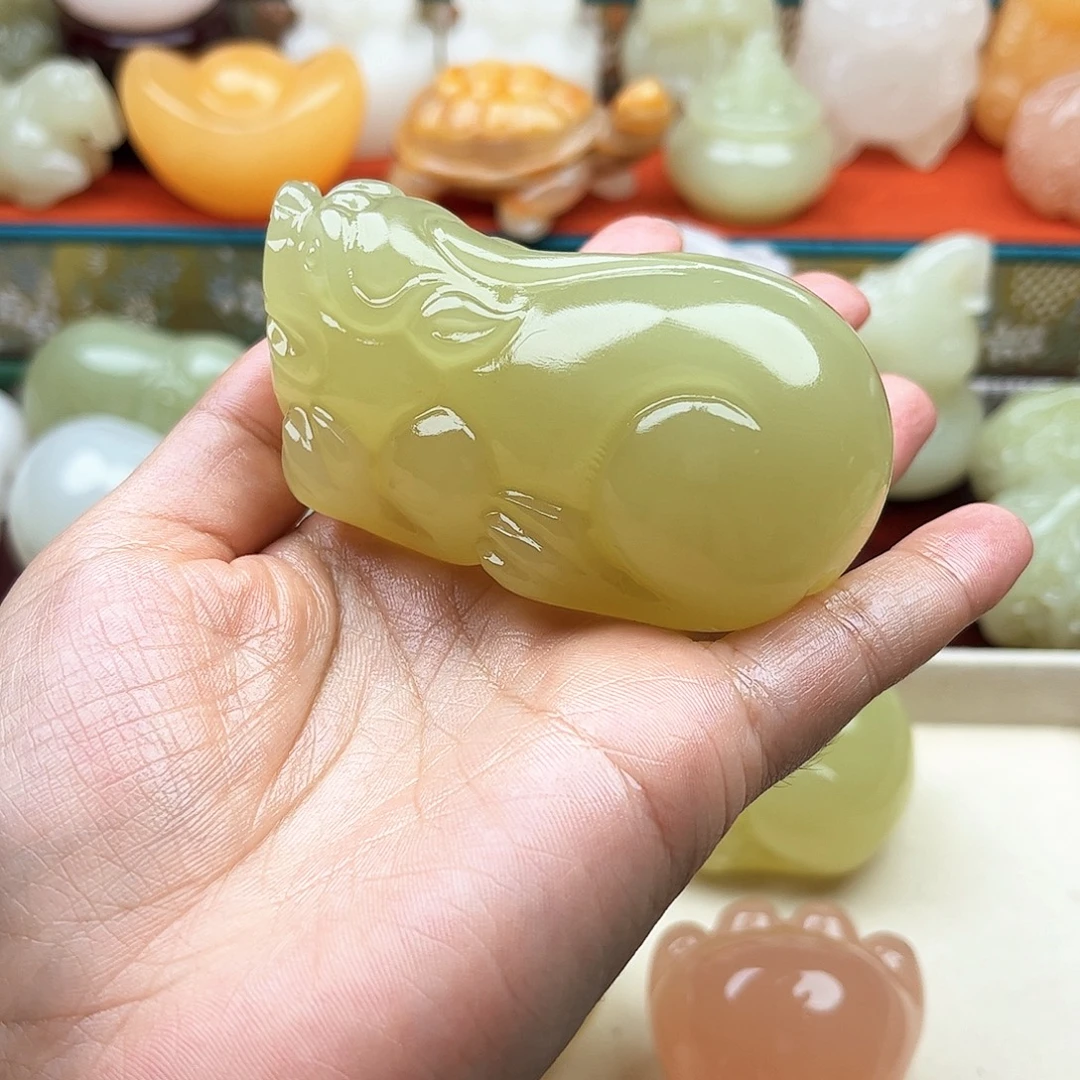 微***秋石材貔貅手吧摆件